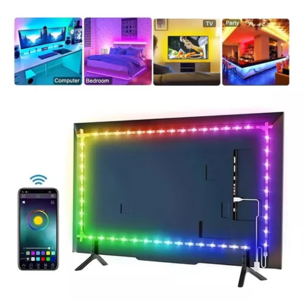 Cinta Led Tira Luces 5mts Rgb Con Bluetooth