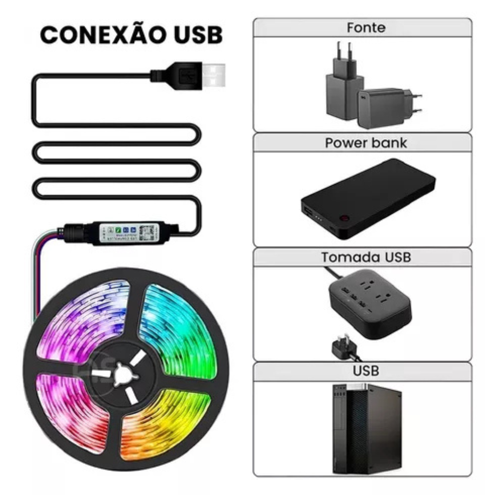 Cinta Led Tira Luces 5mts Rgb Con Bluetooth